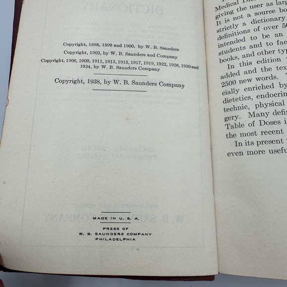 1938 The American Pocket Medical Dictionary 16th Edition - Picture 4 of 7